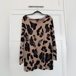 INC International Concepts Tan and Black Animal Print Sweater